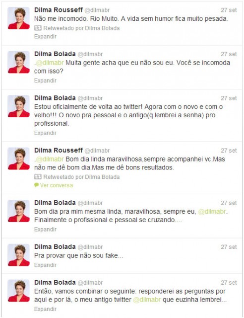 dilma bolada e dilma conversam no twitter