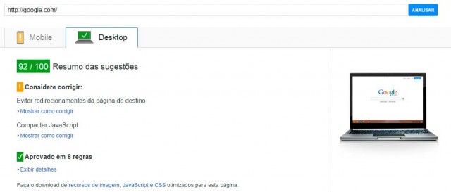 OtimizaçãoDe Sites |PageSpeed Insights | Google Desktop