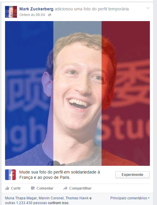 Mark Zuckerberg também trocou sua foto de perfil e anunciou a novidade