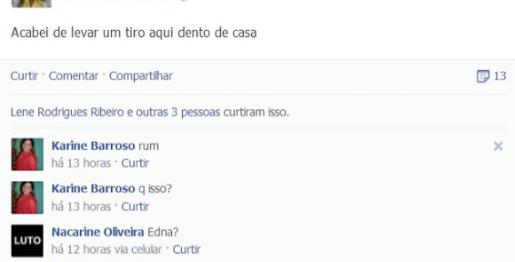 Mulher Leva Tiro e Posta no Facebook