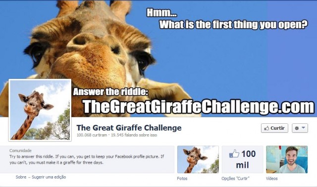 fanpage desafio da girafa no facebook