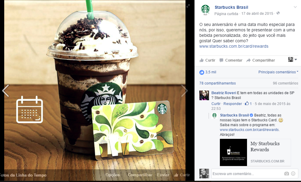 A Starbucks incentiva o engajamento através de benefícios para aniversariantes